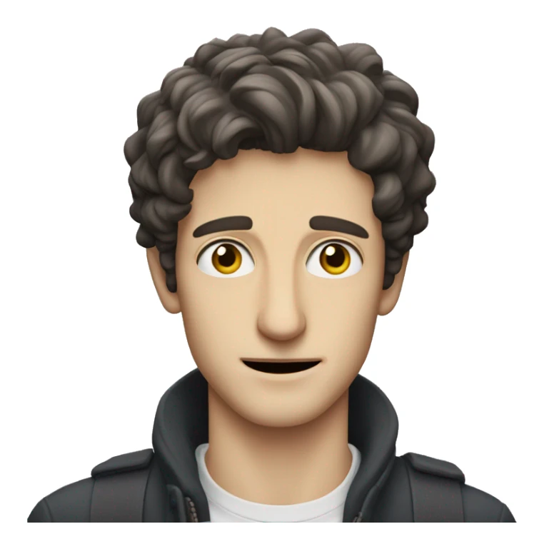 a guy that looks like pierre niney with a strabismus sticker