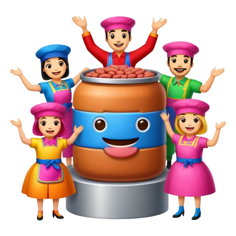 spam artists welcoming guests at a spam meat exhibition  sticker