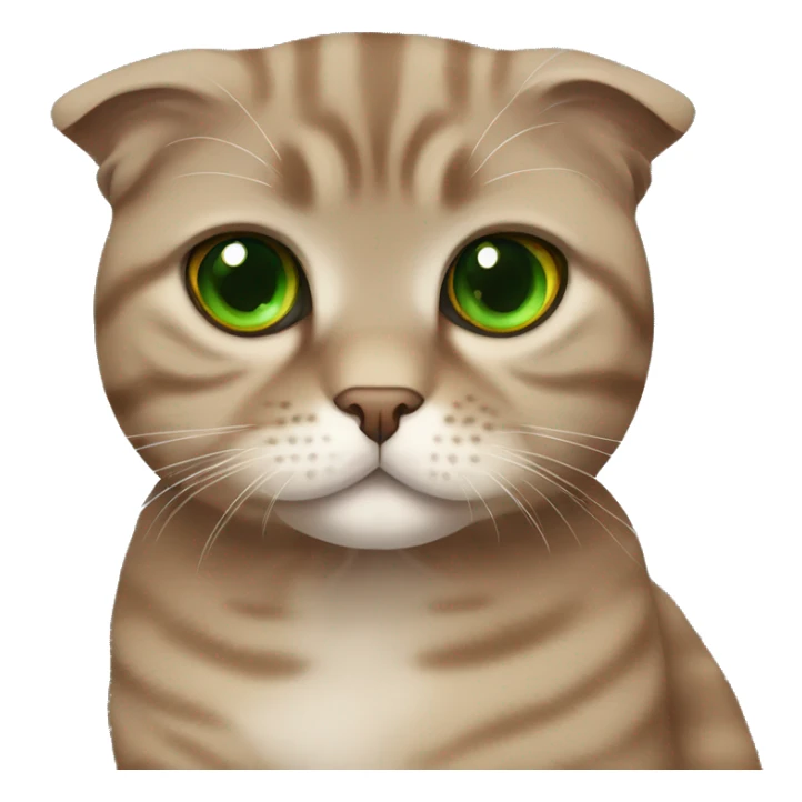 Brown scottish fold cat with green eyes  sticker