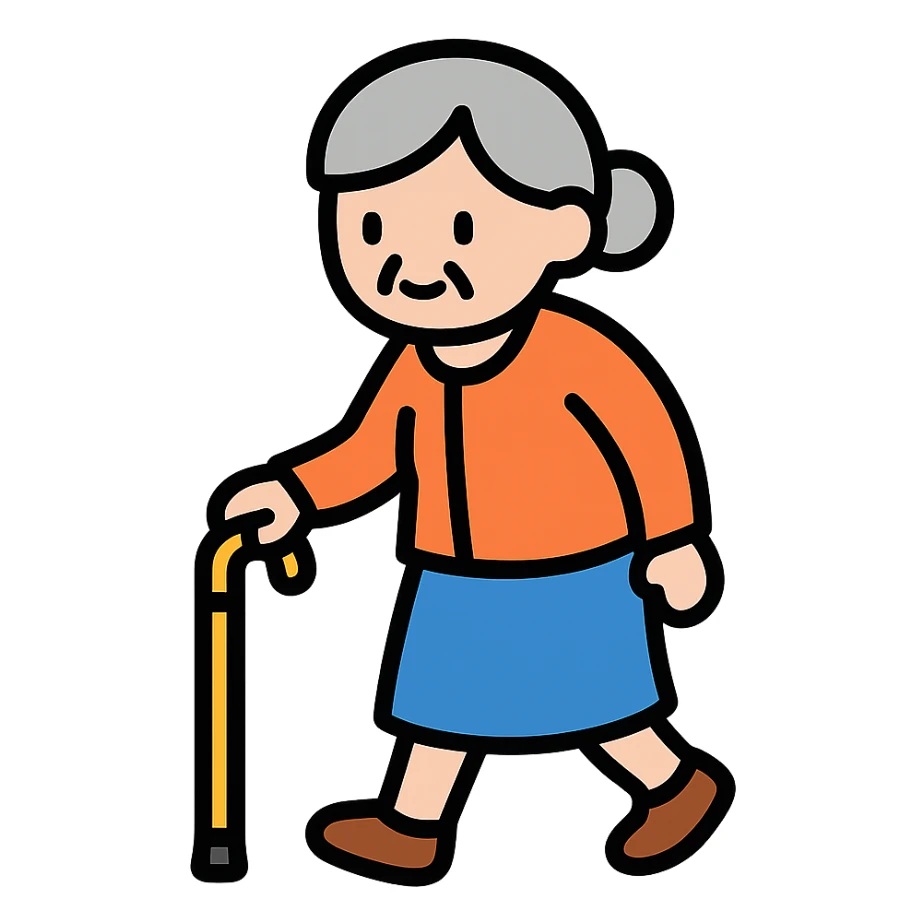 elderly woman with short hair walking sticker