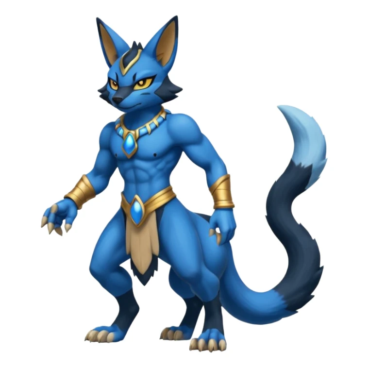 Lucario-Bastet-Fakémon-hybrid-creature (full body)  sticker
