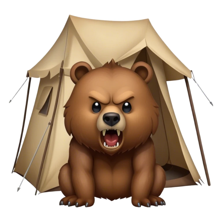 angry grizzly bear outside of a tent sticker