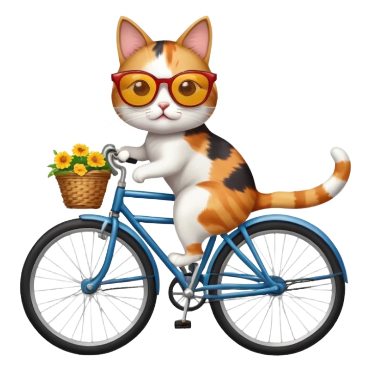 Cat riding a bike in Spain with sunglasses sticker