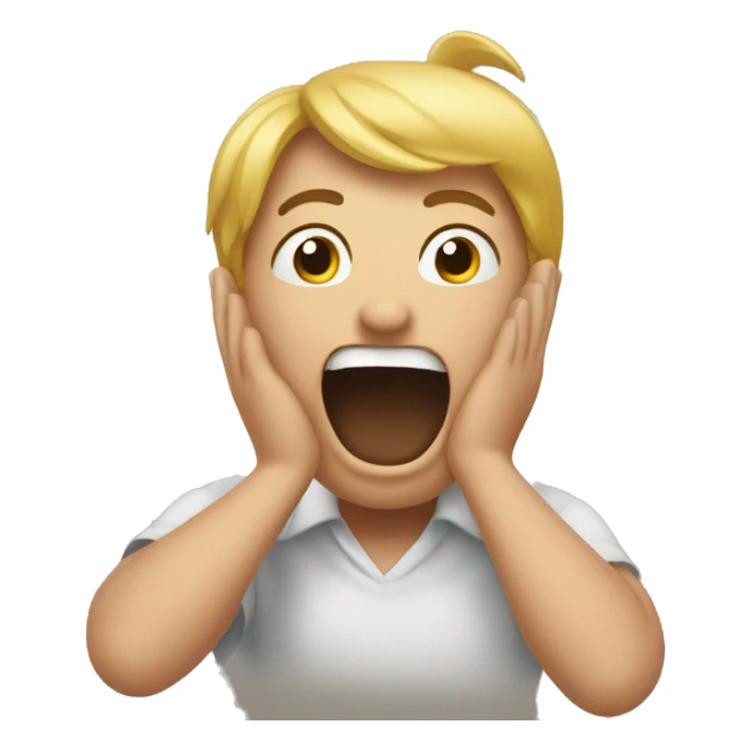 Emoji with hands behind head and mouth open sticker
