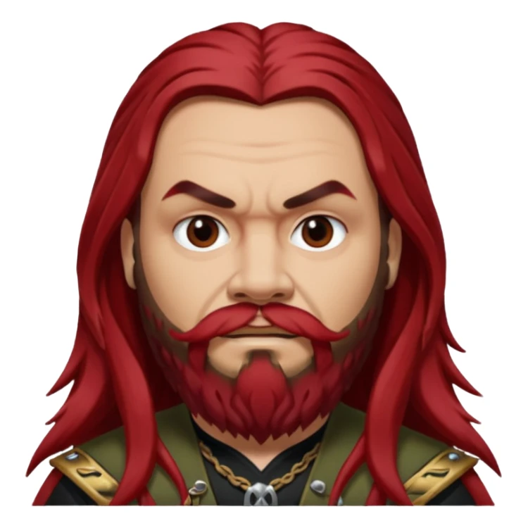 Max Cavalera with dark red long hair, light skin sticker