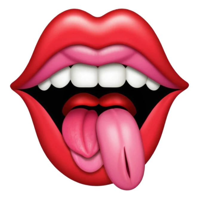 a mouth with its tongue sticking out, referencing the Rolling Stones album sticker