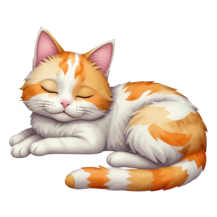 full body colourful light patched calico + white tabby cat sleeping sticker