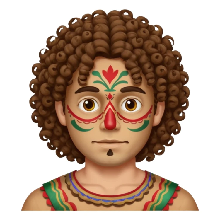 painted face mexican theme, curly hair, male, white sticker