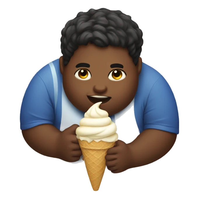 Fat kid eating ice cream sticker