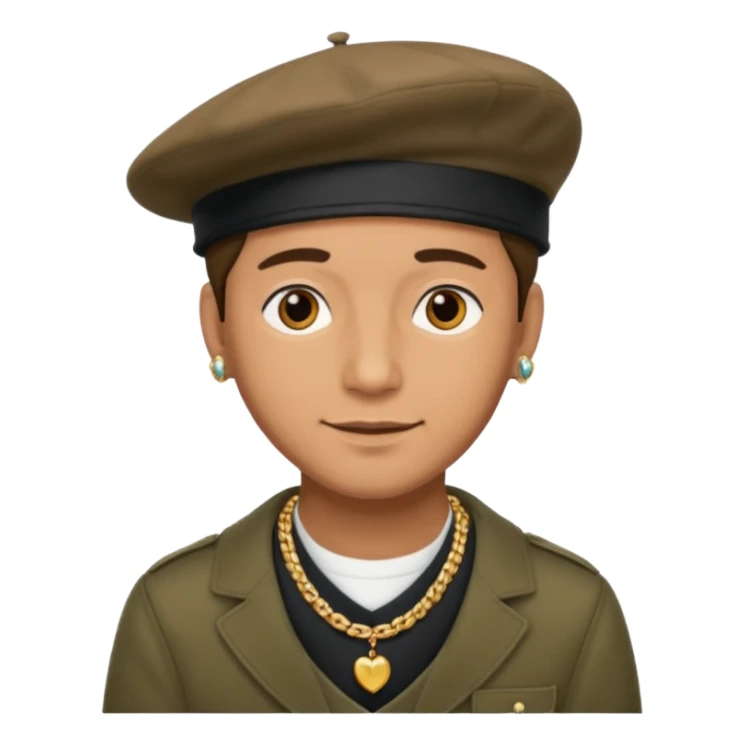 man with beret and necklacesuperhero with necklace sticker