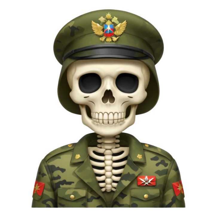 generate a realistic skeleton in Russian military camouflage sticker