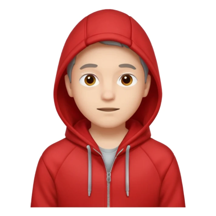 gender neutral face, chest up, red hoodie, minimal style, friendly expression sticker