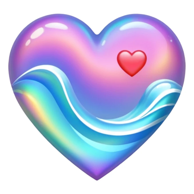 heart with a holographic wave sticker