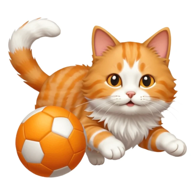 A cat chasing a ball that looks like the uploaded image sticker