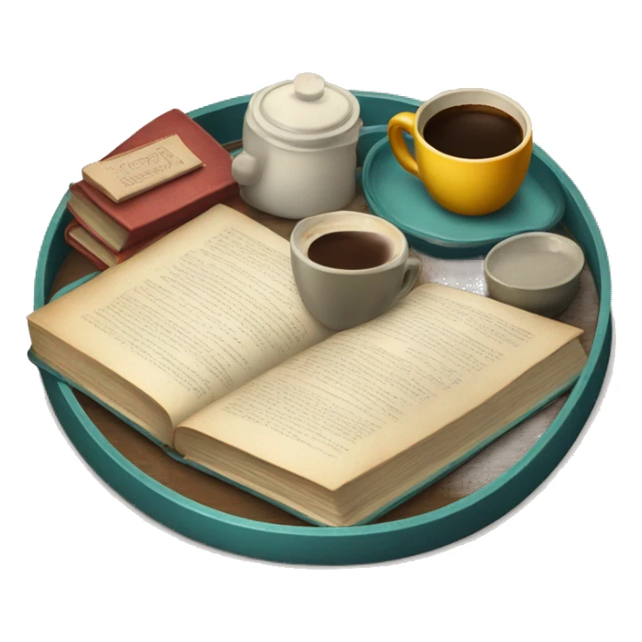 vintage tray with books and coffee  sticker