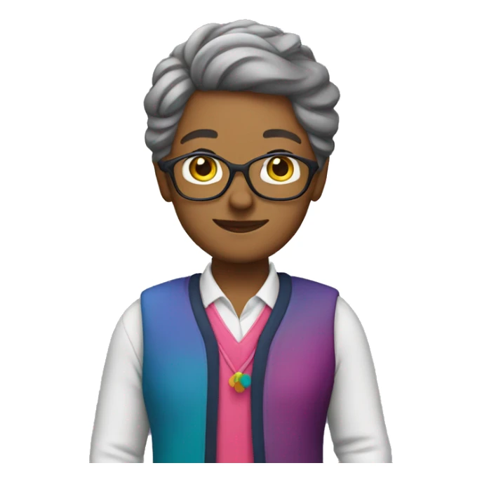 teacher with a colorful outfit sticker