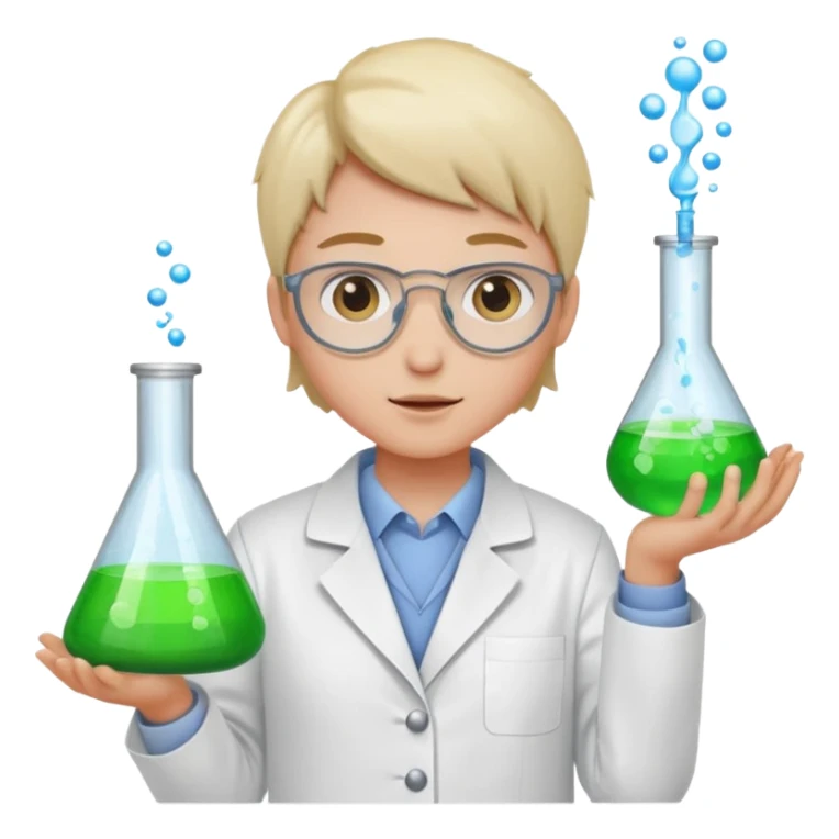 A person in a white coat is experimenting with chemicals. sticker