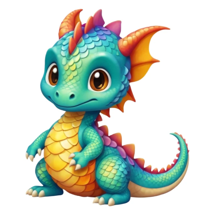 A rainbow cute little baby dragon sticker
