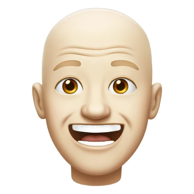 White bald head, crying laughing with eyes wide open and mouth wide open sticker