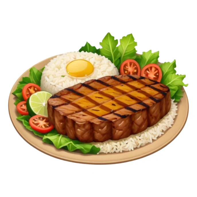 Brazilian dish with salad, rice and meat sticker