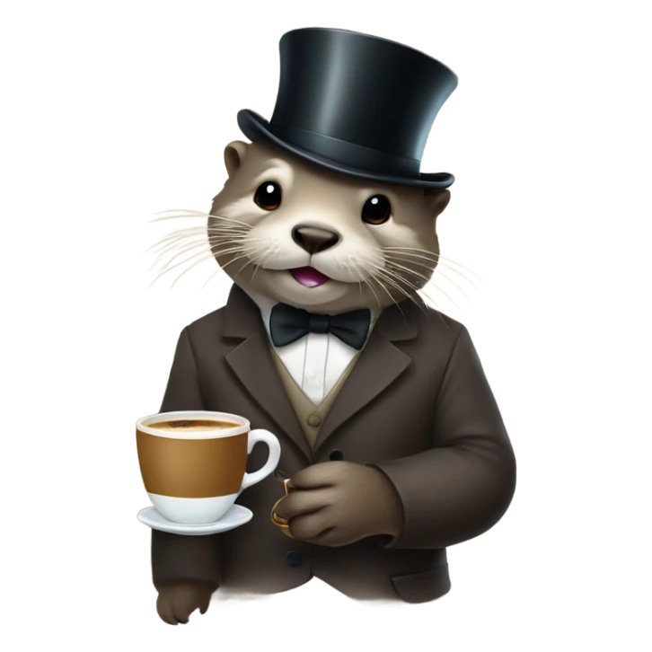 Otter with a monocle and cup of coffee sticker