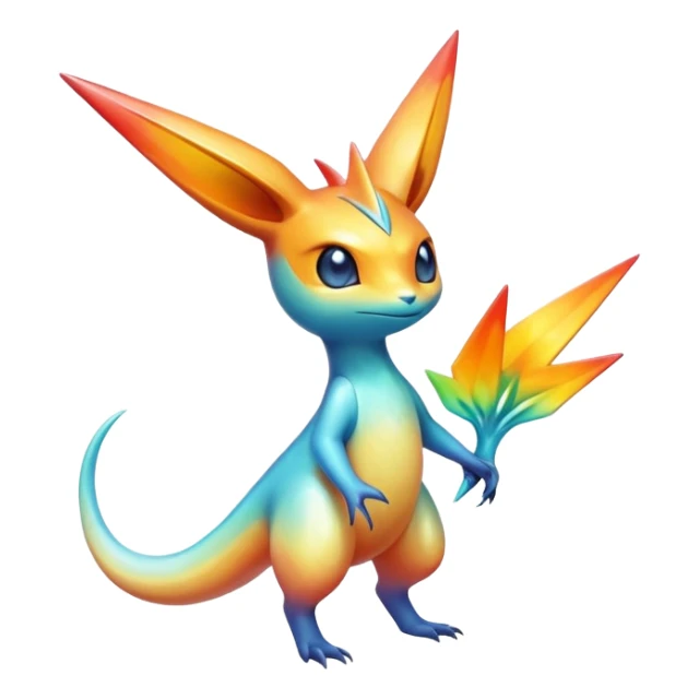 Colorful Shiny Exotic Victini-Salandit-Aurorus-Fakémon-hybrid-creature (full body)  sticker