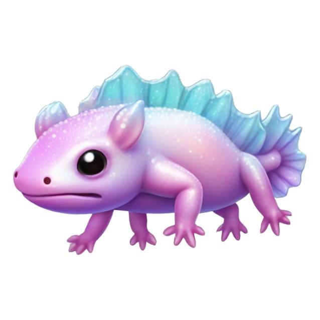 Sparkly glossy Pastel iridescent glass axolotl sticker
