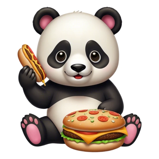 Panda dog eating burger pizza in the 50’s sticker