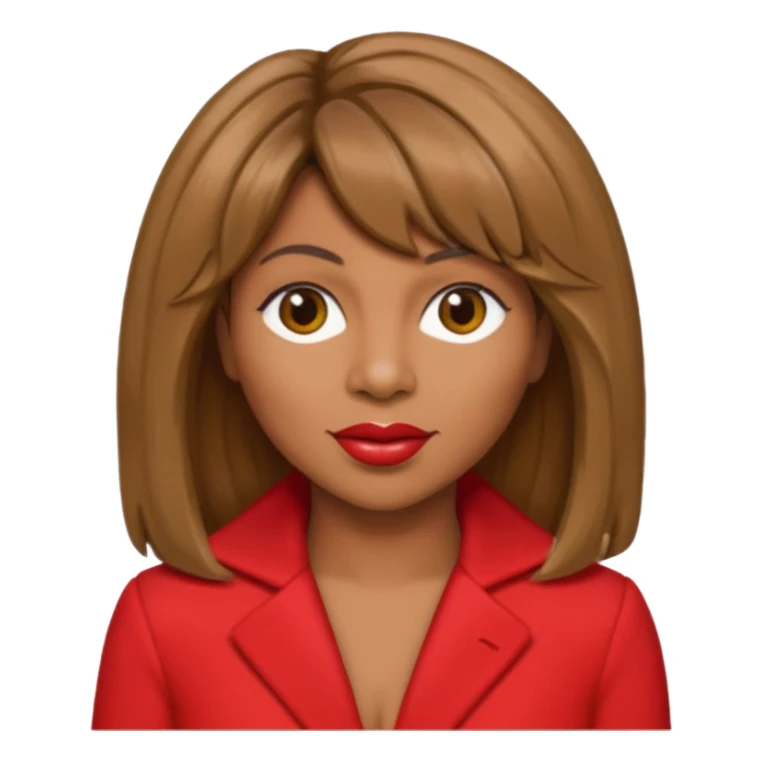Tina Turner with long light brown hair, red outfit sticker