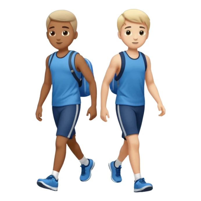 two boys walking, wearing gym clothes, full body sticker