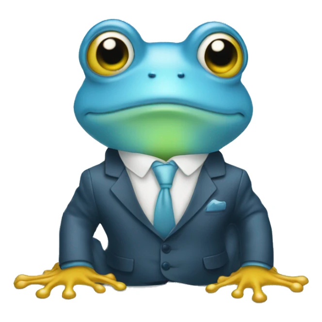 baby blue frog wearing a suit sipping a late sticker