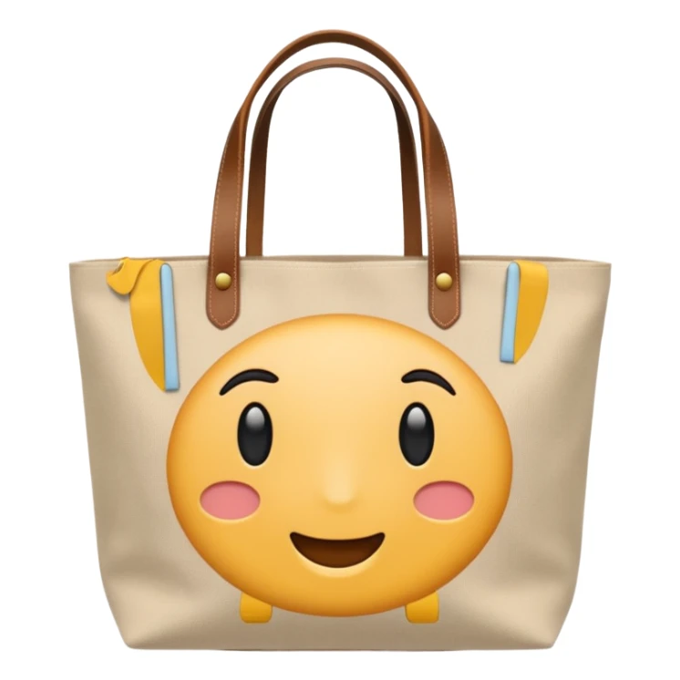 generate an ios genmoji of tote bag beige, plain sticker