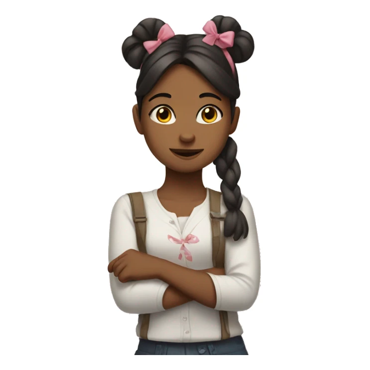 Girl wearing a bow and doing peace sign sticker