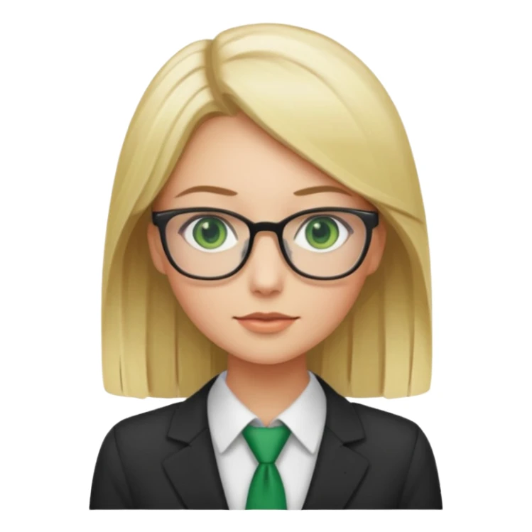 Green eyes office girl with straight hair blonde sticker
