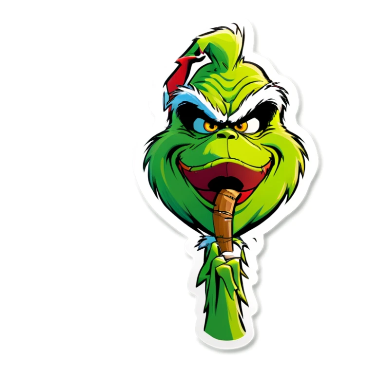 The grinch with a joint in his mouth sticker