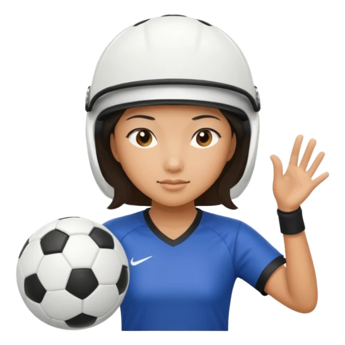 Asian woman with helmet playing soccer sticker