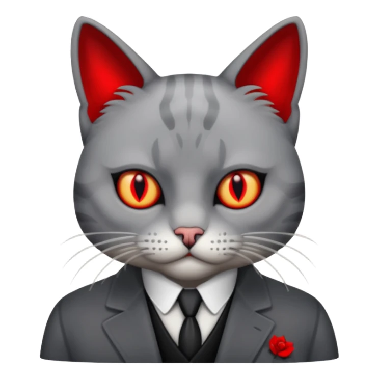 cat corleone mafia, red eyes, grave sticker