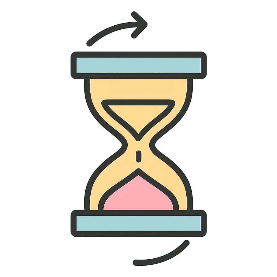 aesthetic hourglass turning over, elegant design, soft pastel colors, minimal and modern icon style sticker