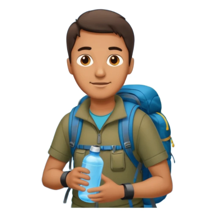 memoji face iphone: men, a solo hiker with carrying a few items and make it face only sticker