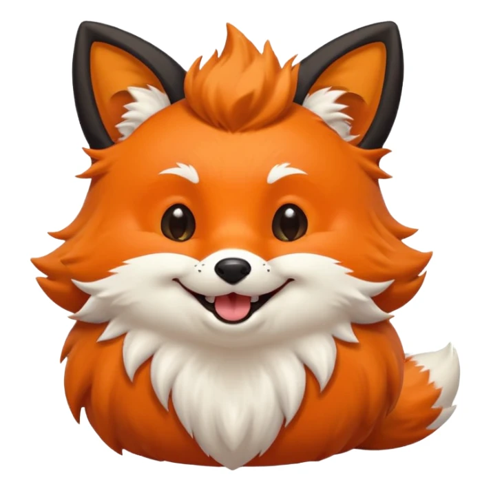 Floofy the Creampuff fox blackish away laughing, chubby. Black paws orange color sticker