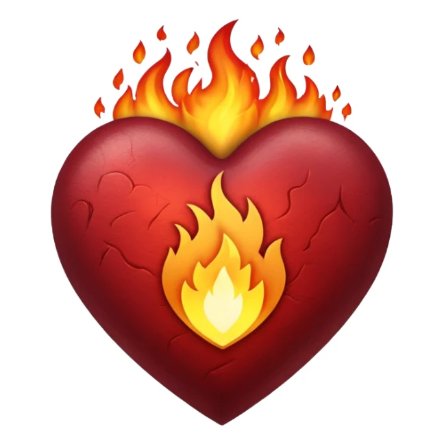 burgundy fire heart emoji sticker