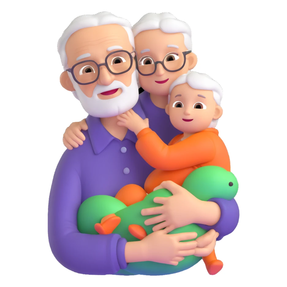 old person holding a child in their arms sticker