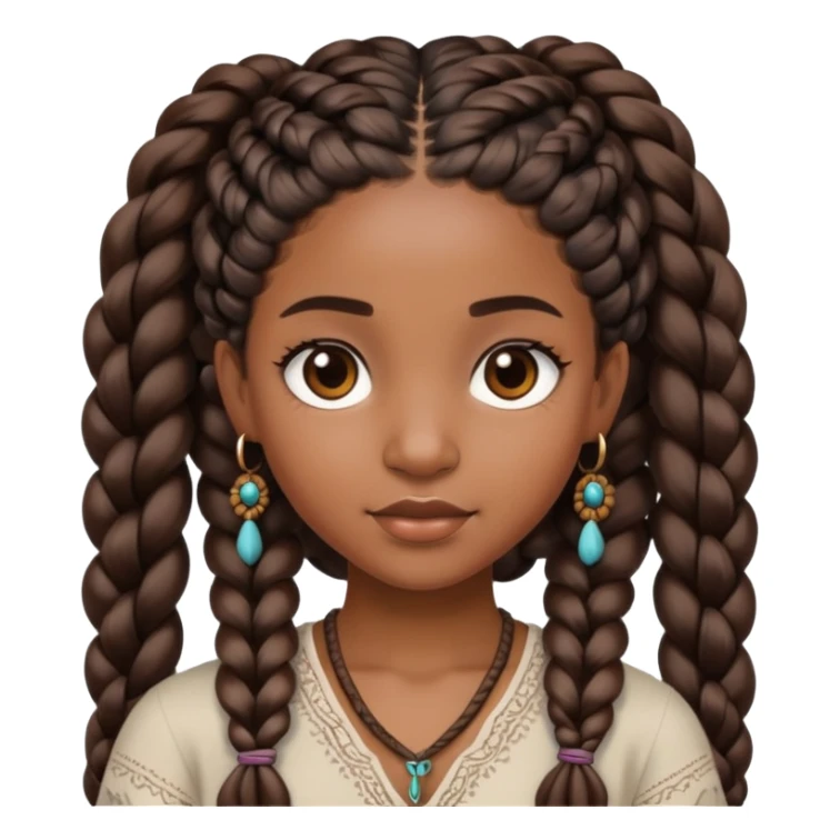 black girl with boho braids sticker