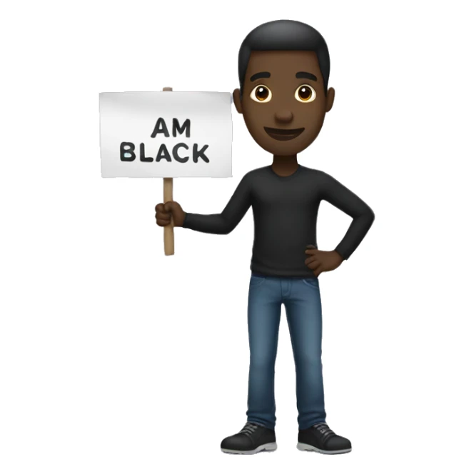 Black man holding a sign saying i am black sticker