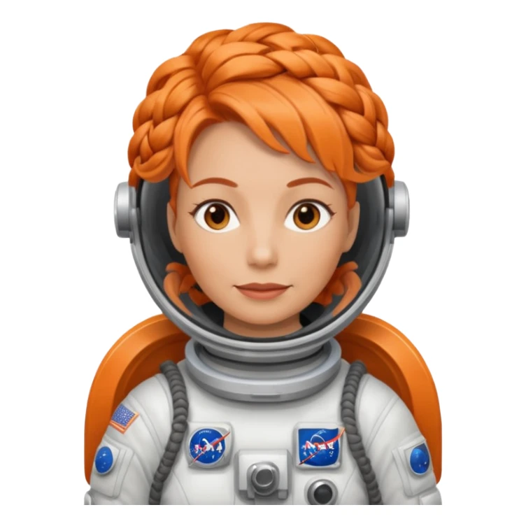Astronauts, Middle-age, female, orange braided hair sticker