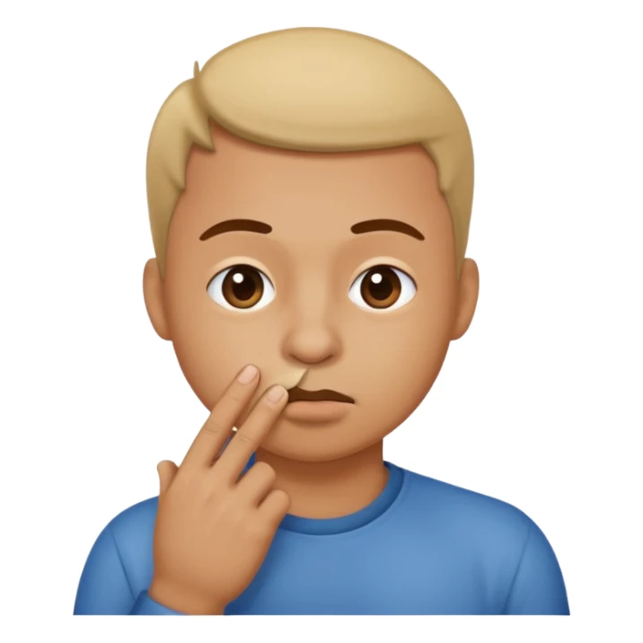 Create an emoji that is picking his nose make it a circle emoji  sticker
