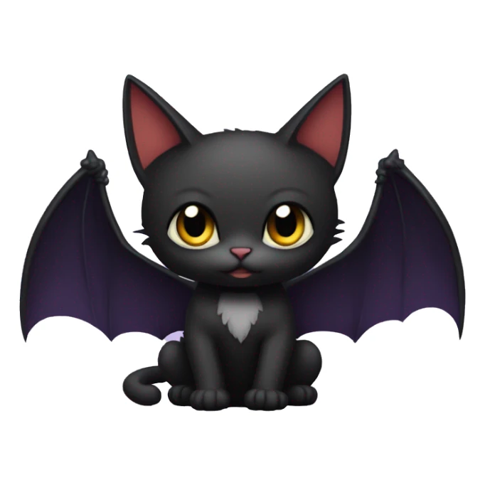Black-Vampire-Batty-Cat-Fakémon-Cat With Bat-wings as ears  sticker