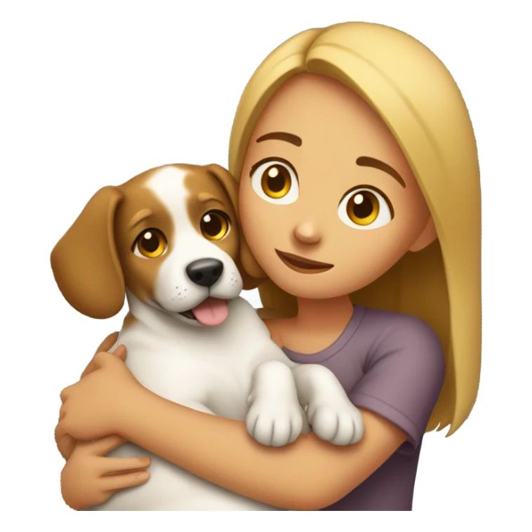 girl with her dog cuddles sticker