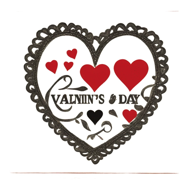 vintage valentine’s day card black red sticker