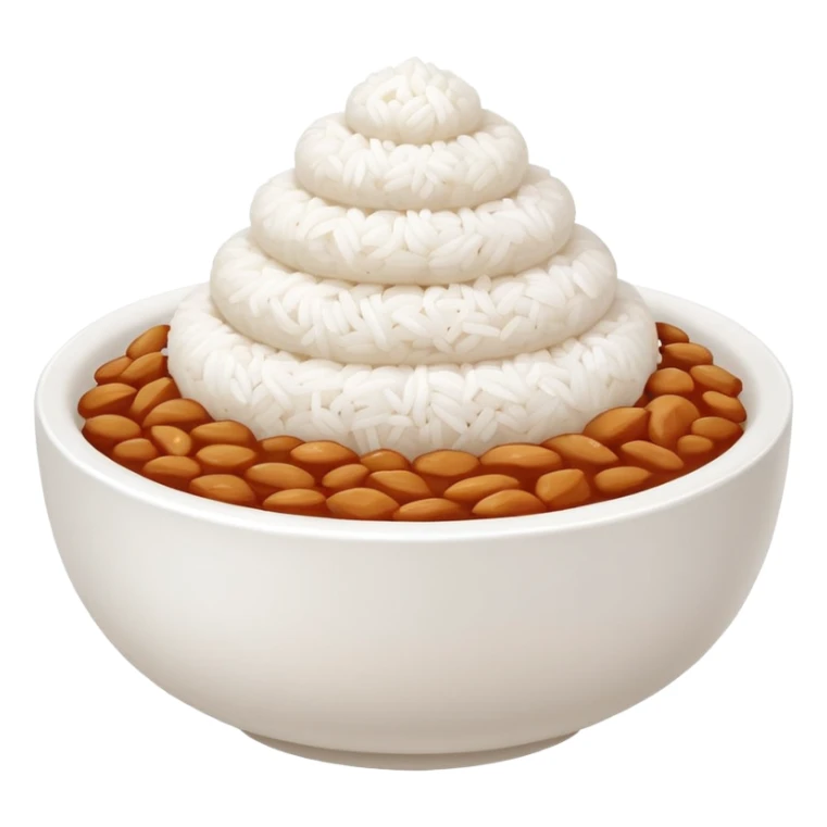 A cute white bowl of steaming rice piled high like a small mountain (korean style gobongbap), pure white rice,  sticker